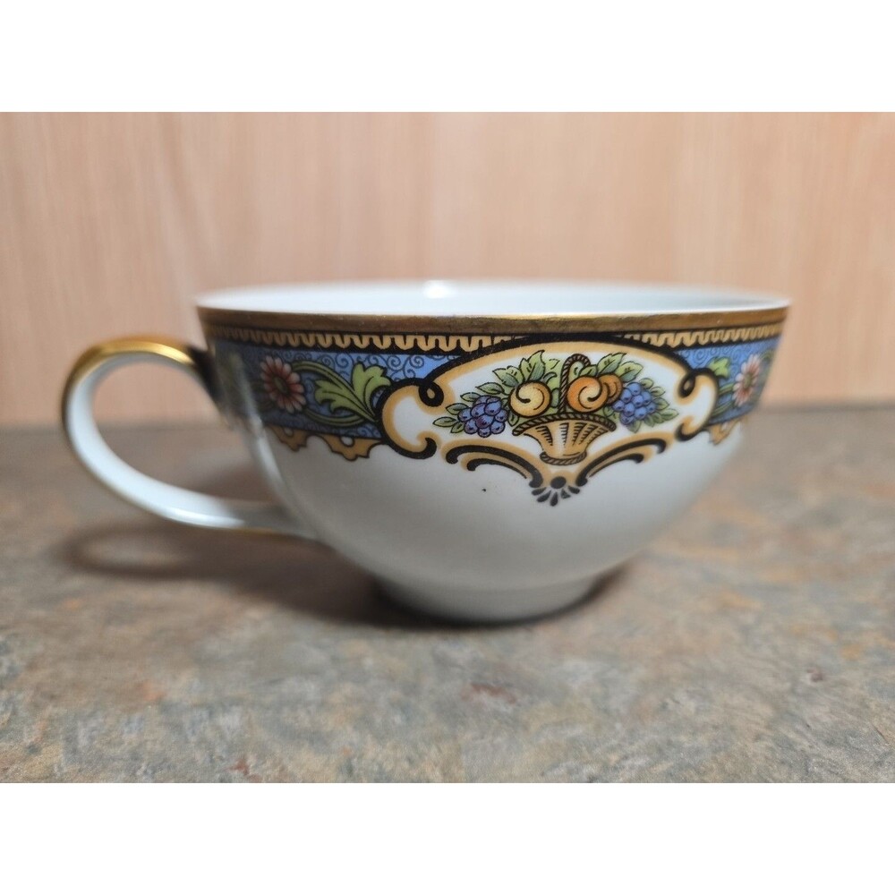 Gimbel Bros ~ Bavaria ~ Porcelain Tea Cup with Basket Design & Gold Trim ~ EUC